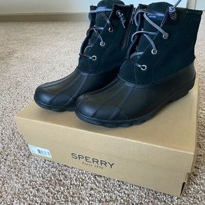 Sperry Women’s Syren Gulf Black Round Toe Lace Up Duck Boots Size 8.5